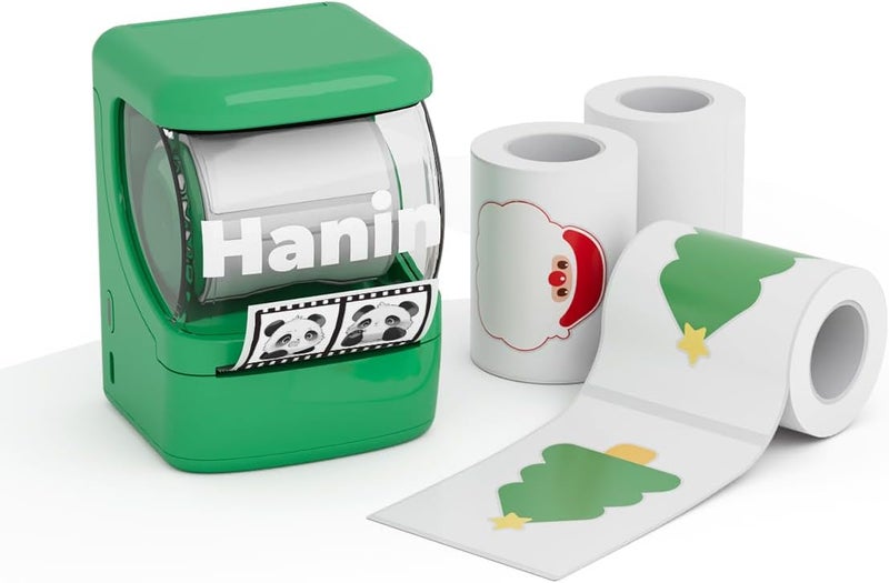 HPRT NEW1 Label Printer +4 Rolls Labels, 2 Inch Portable Inkless Bluetooth Label Maker for Small Business Home School, Automatic Label Recognition, Sticker Printer for Address Logo Barcode Clothing (Green) - Image 1